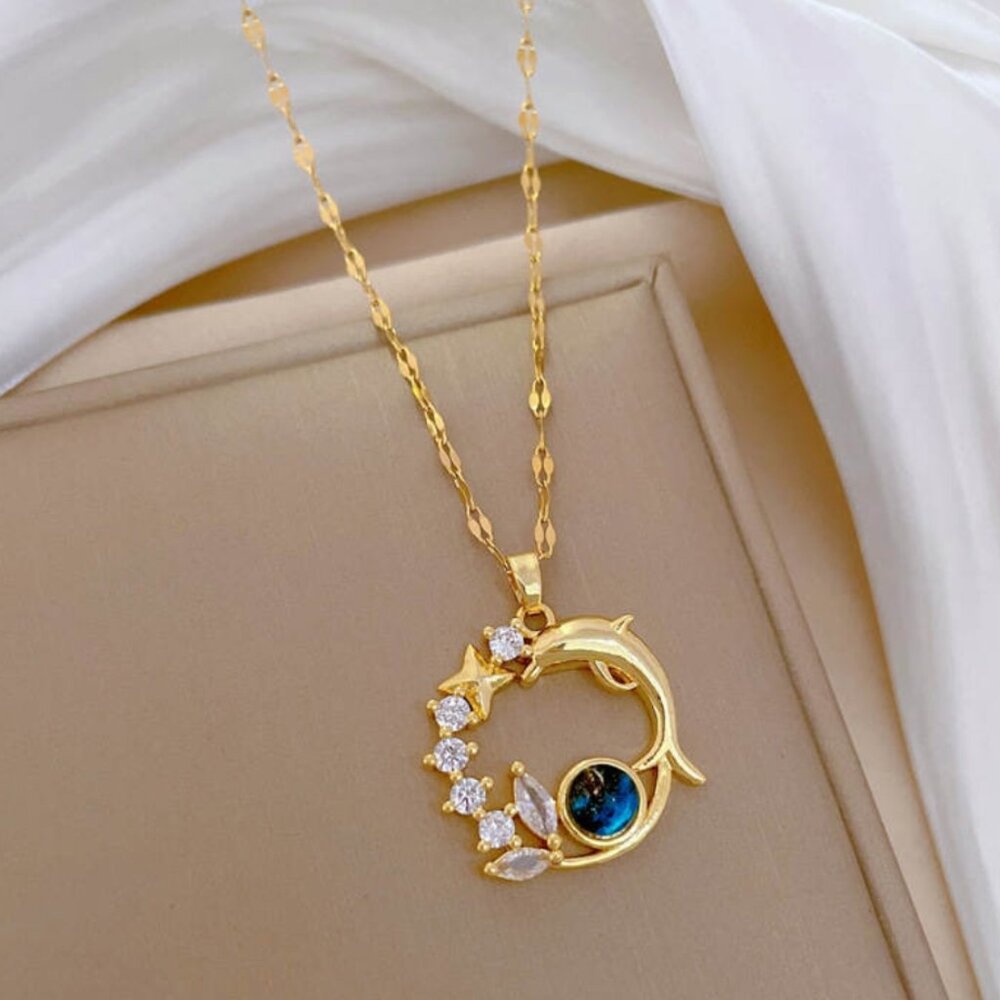 64. Stainless steel dolphin necklace